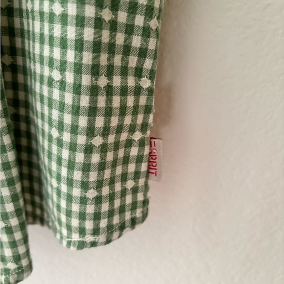 Vintage Esprit Green Checkered Blouse with hand painted buttons size XSmall - Picture 7 of 15